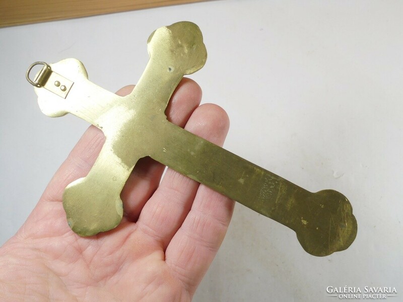 Old brass early Christian cross corpus corpus christogram christ monogram - 14.7 cm high