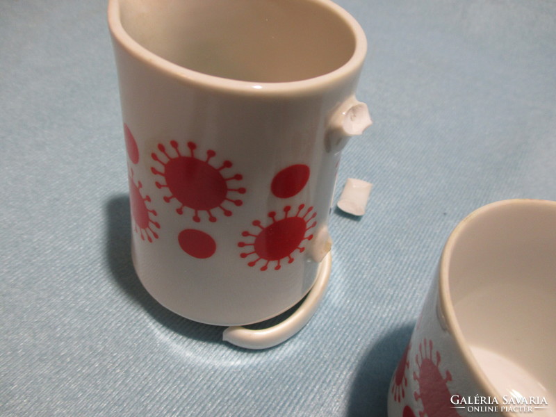 Retro lowland red polka dot coffee cups and milk spout for coffee set