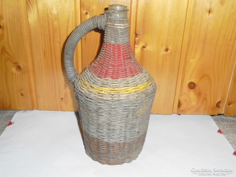 Retro wire braided demi-son glass bottle 33 cm high