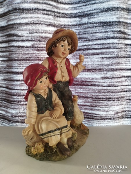 Vintage German figurine - goose shepherd children