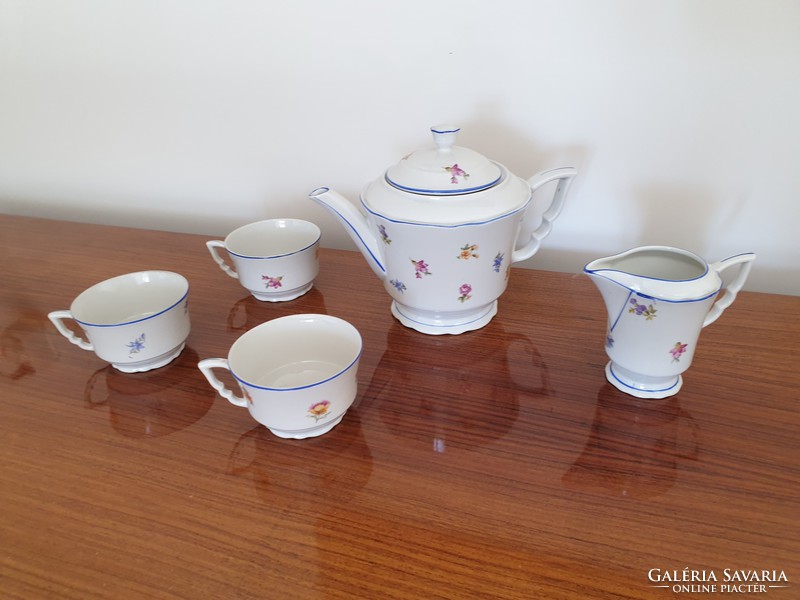 Régi vintage Zsolnay porcelán teás csésze kiöntő kanna