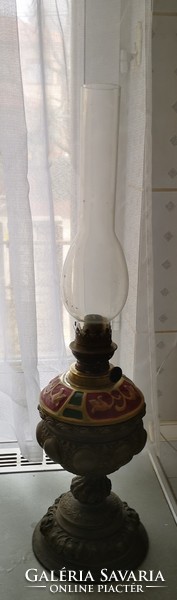 Petróleum làmpa .majolika betétes,asztali lámpa, Szecesszió