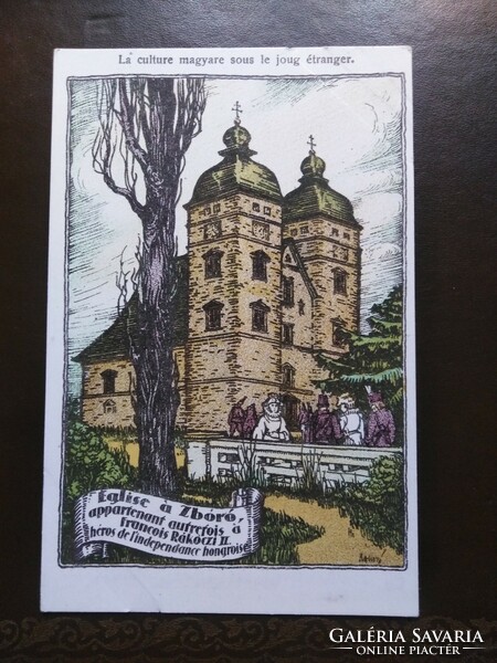 Zboro church postcard ii. Ferenc Rákóczi