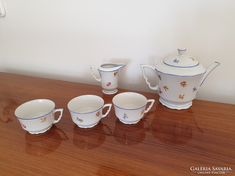 Régi vintage Zsolnay porcelán teás csésze kiöntő kanna