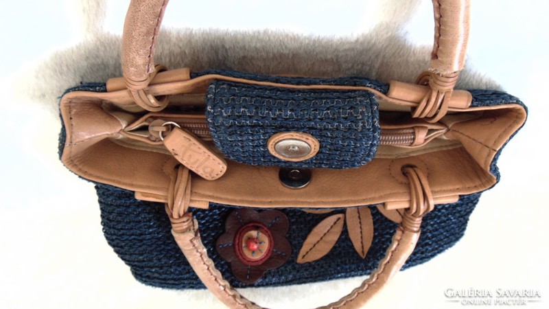 Tula brand raffia raffia and leather small women's bag, handbag