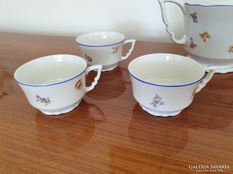 Régi vintage Zsolnay porcelán teás csésze kiöntő kanna