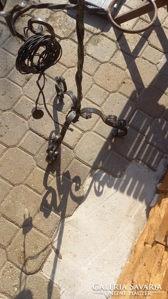 Wrought iron floor lamp with candle match and cup holder