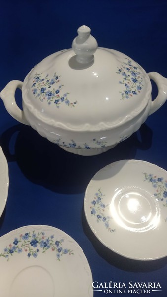Pontesa Spanish soup bowl, cups, bowl with blue flowers