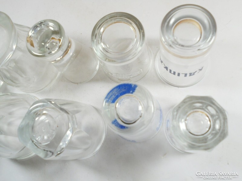 Régi retro üveg röviditalos pohár 10 db különböző Salgó, Royal Vodka, Kalinka
