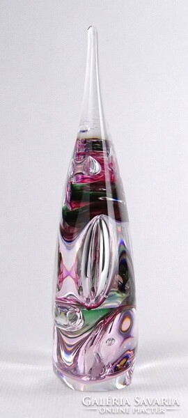 1M045 Jelzett fújt üveg dísztárgy 14 cm