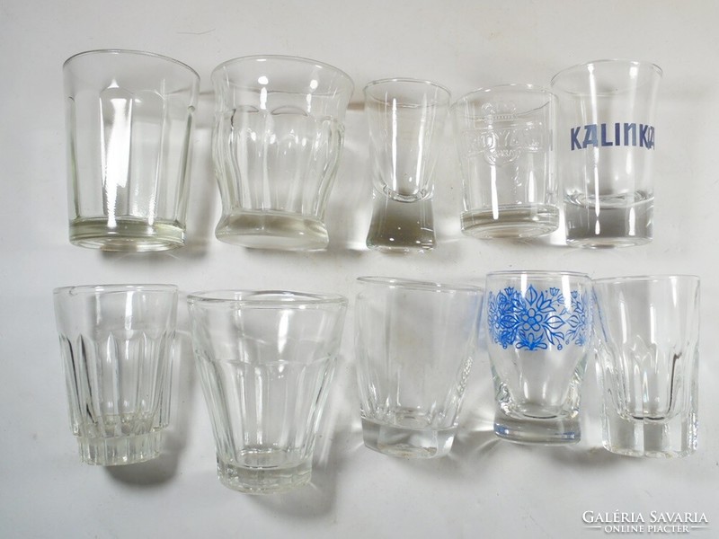Old retro glass short drink glass 10 different salgo, royal vodka, kalinka