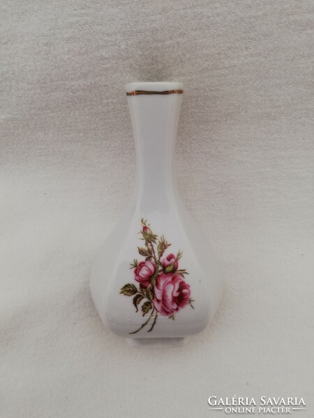 Hand-painted rose mini vase from Hollóháza