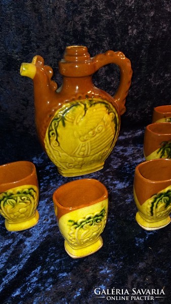 Ceramic Bulgarian wine brandy set pitcher glass