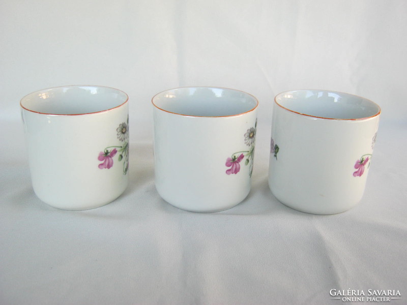 3 Zsolnay porcelain mugs with violet chamomile flowers