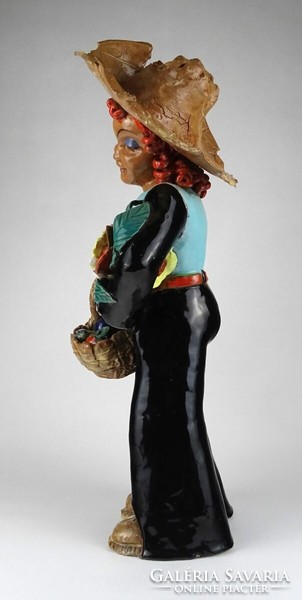 1L422 h. Mária Rahmer ceramic woman in black dress with flowers 47 cm