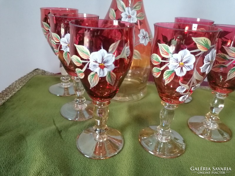 Hand-painted glass drinking set 6 + 1 pcs