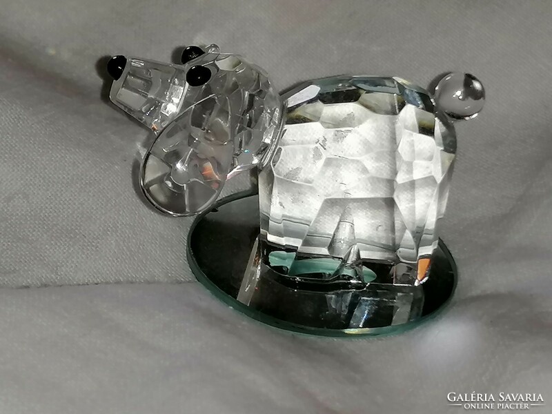 Crystal glass puppy ornament on mirror base 134.