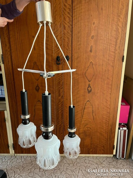 Retro chandelier with 3 glass shades, 1970s