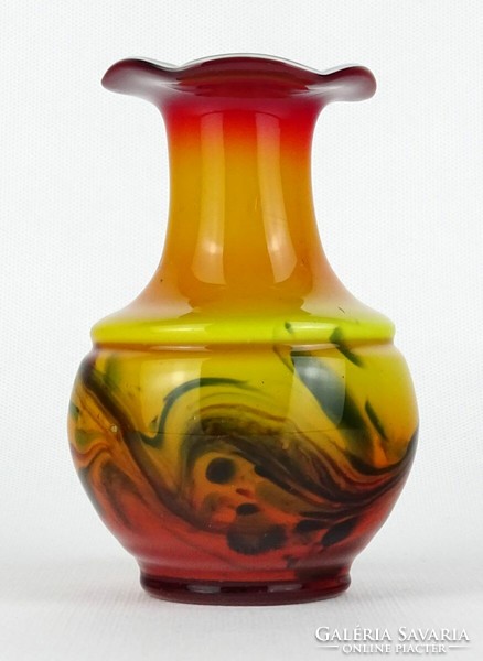 1M065 Régi művészi színezett üveg váza 12.5 cm