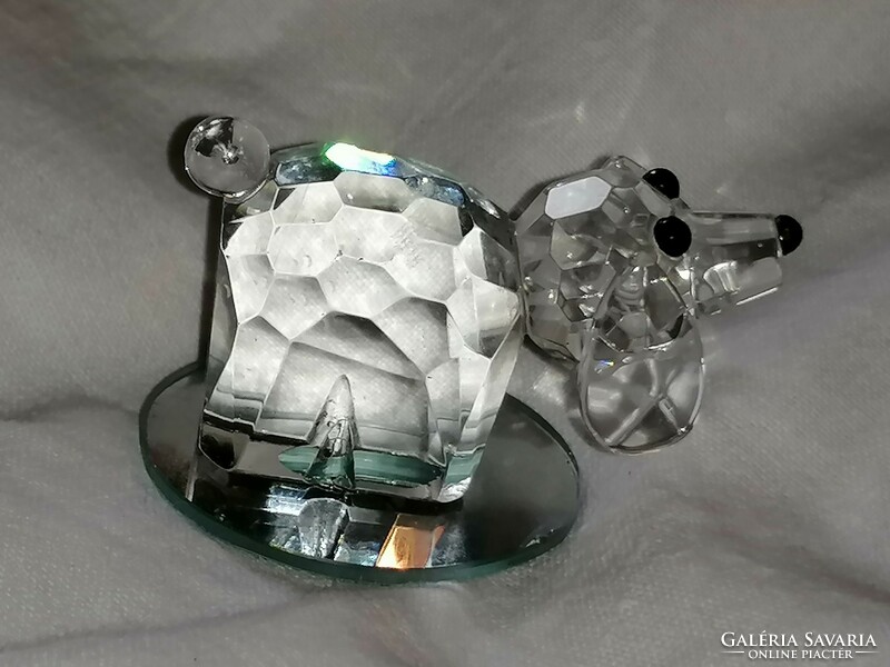 Crystal glass puppy ornament on mirror base 134.