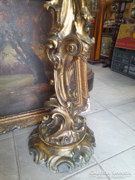 Régi Dekoratív Barokk Puttós Figurális Virágtartó,Posztamens. 104 cm.