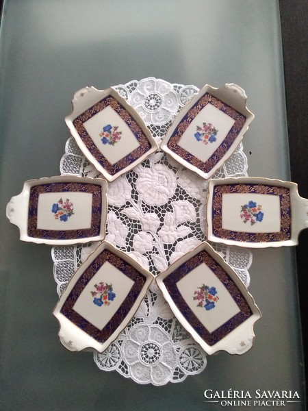 Karlsbad porcelain offering with a flower pattern, unique handle design, marking!