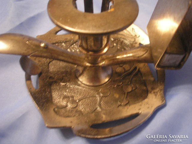 U2 Art Nouveau Cast Iron Walking Candle Holder with Match Holder Collector Rarity Branded 4 Leg Stand