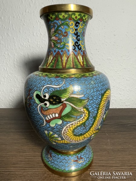 Chinese 19 cm compartment enamel/cloisonne vase