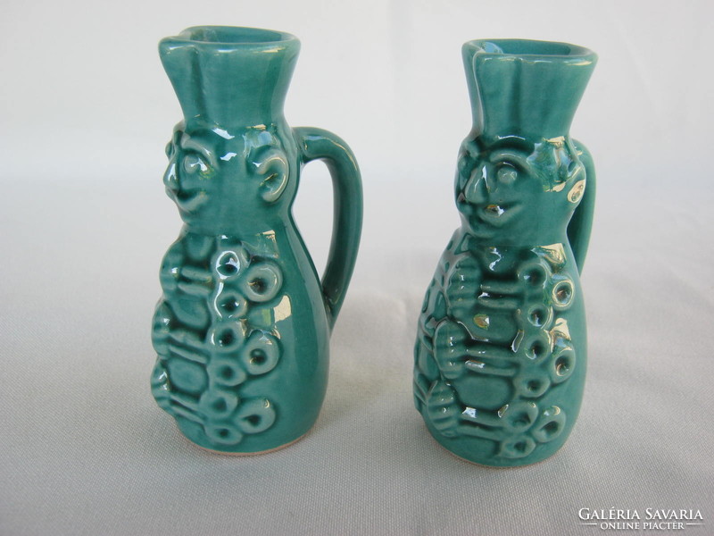 Pair of marked ceramic mini miskaknós jugs