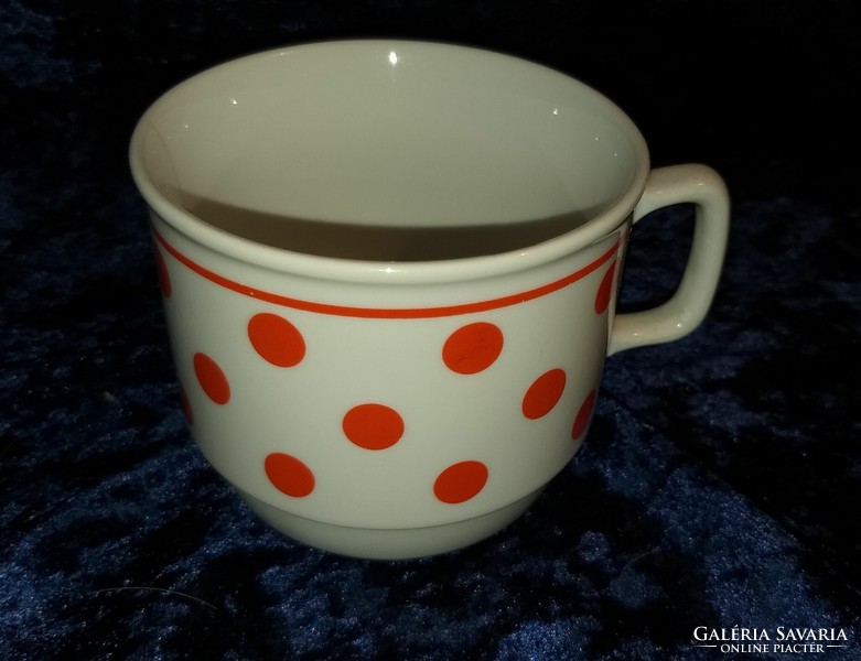 Zsolnay red polka dot mug cup