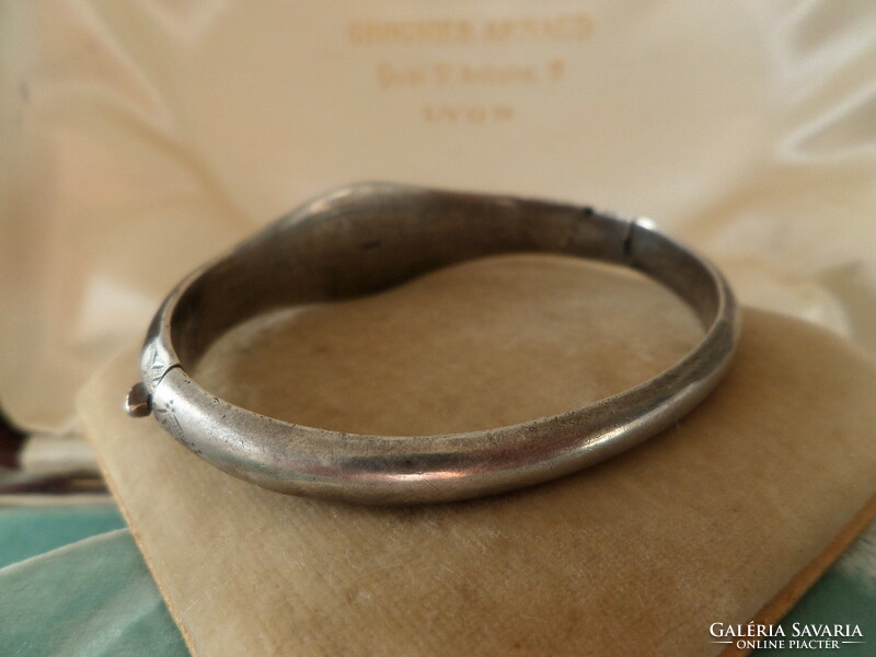 Antique silver enamel mourning bracelet / wristband