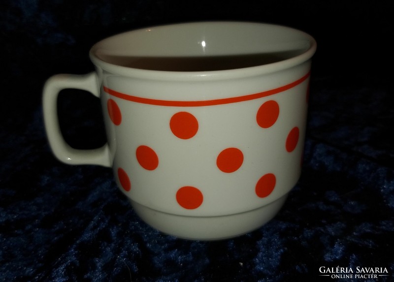 Zsolnay red polka dot mug cup