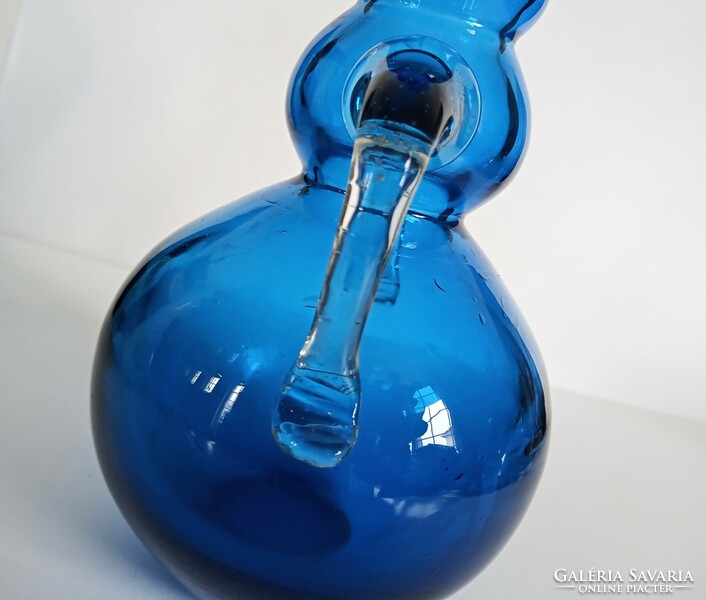 1970 huta glass turquoise Polish vase 18cm zofia pasek?