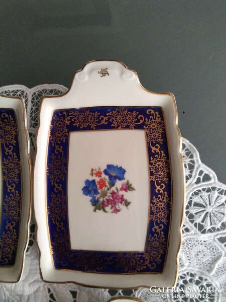 Karlsbad porcelain offering with a flower pattern, unique handle design, marking!