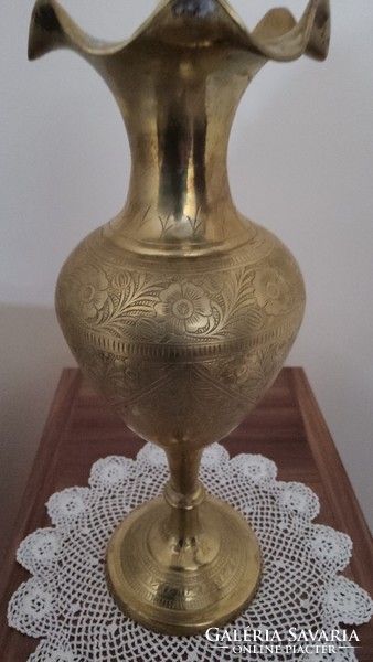 Brass vase with an engraved pattern