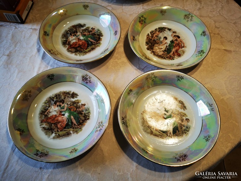 4 Luster-glazed Kahla porcelain deep soup plates