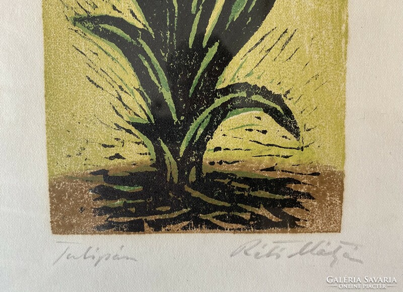 Matthias Réti: tulip - colored linocut