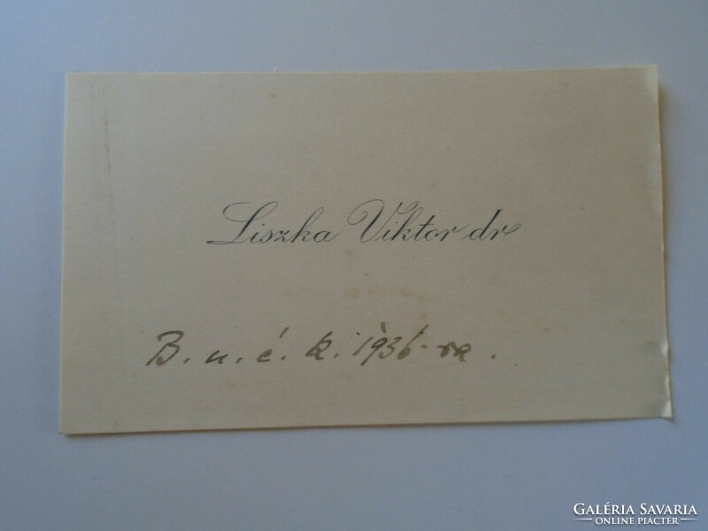 ZA416.20 Liszka Viktor dr  - pénzügyek - névjegykártya 1930's