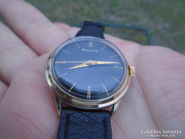 A rare, beautiful and elegant Bulova ffi suit watch with a black dial from the 50s and 60s