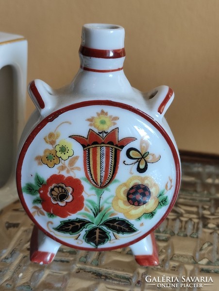 Small Zsolnay porcelain precious water bottle vase