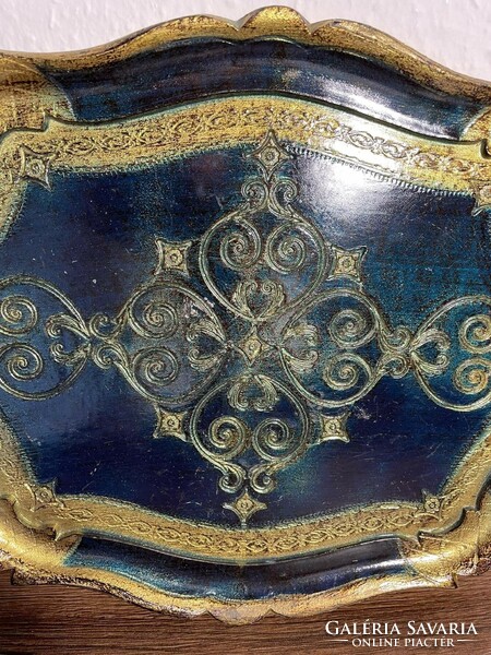 Original shabby chick Florentine tray with vibrant colors, original Italian