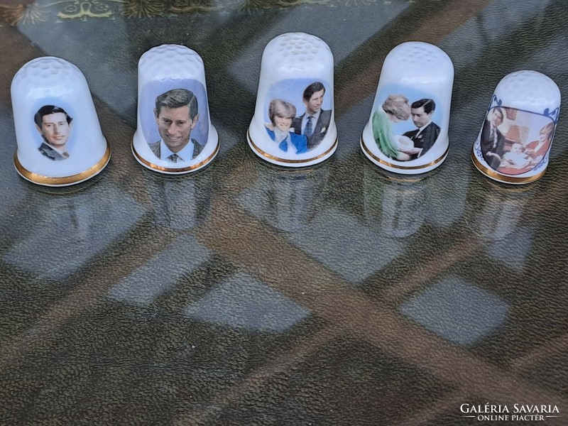 English porcelain thimble selection memento from the happy years of Charles and Diana