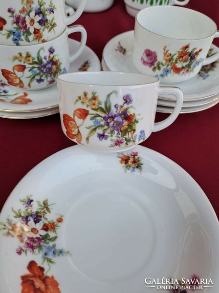 Gyönyörű ritka Epiag csésze szettek csészék mesés virág mintával porcelán hagyaték