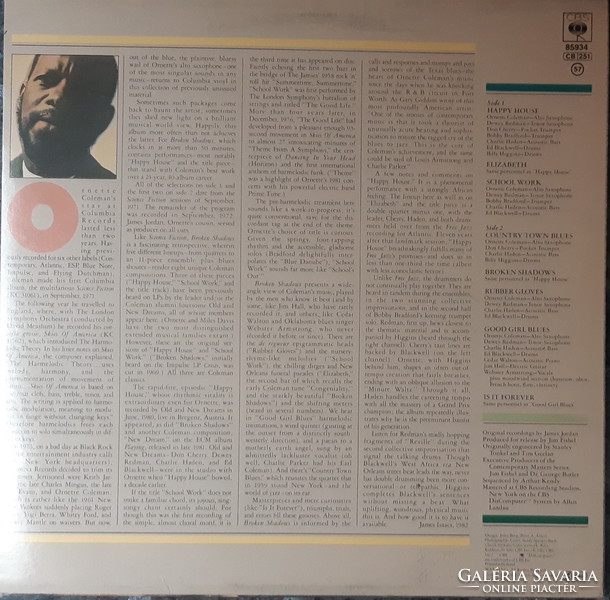 Ornette Coleman - Broken Shadows Jazz LP vinyl record