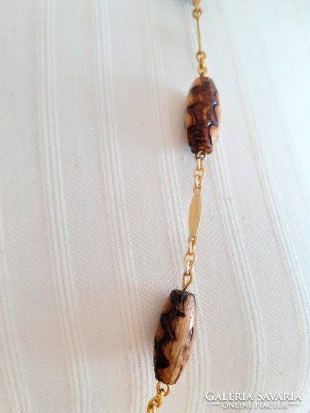 Retro old wooden women's necklace