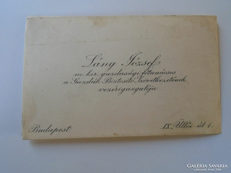 Za415.16 József Láng CEO business card 1920-30k Farmers' Insurance Cooperative Üllői út 1