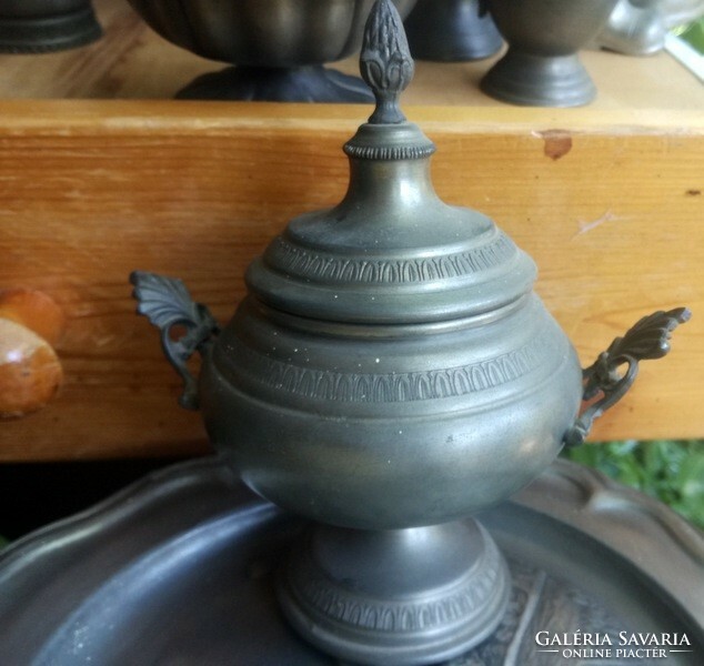 Antique tin handmade bonbonier with acorns - liquidation of collection