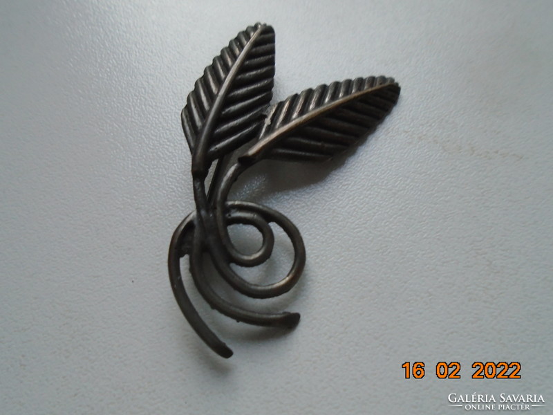 Antique wrought iron stylized leaf brooch