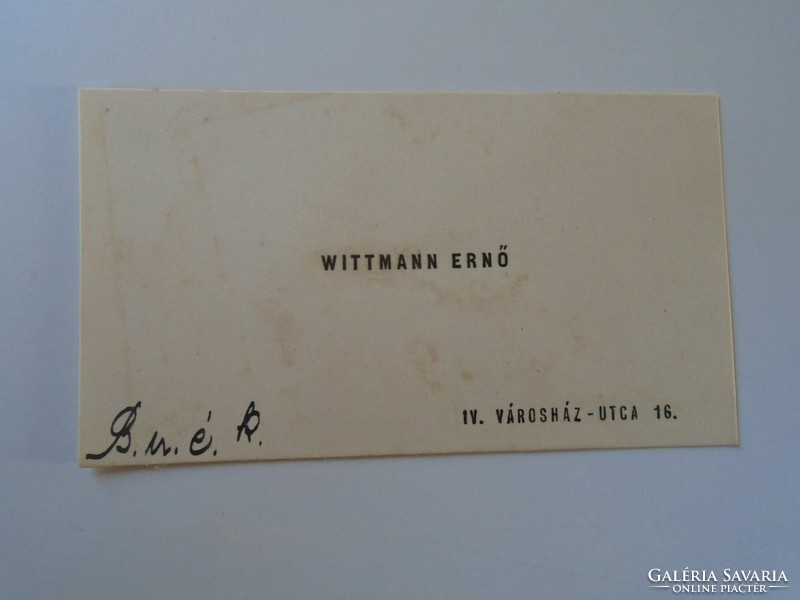 ZA416.23 Wittmann Ernő  műgyűjtő, nemzetközi jogász  - névjegykártya 1930's