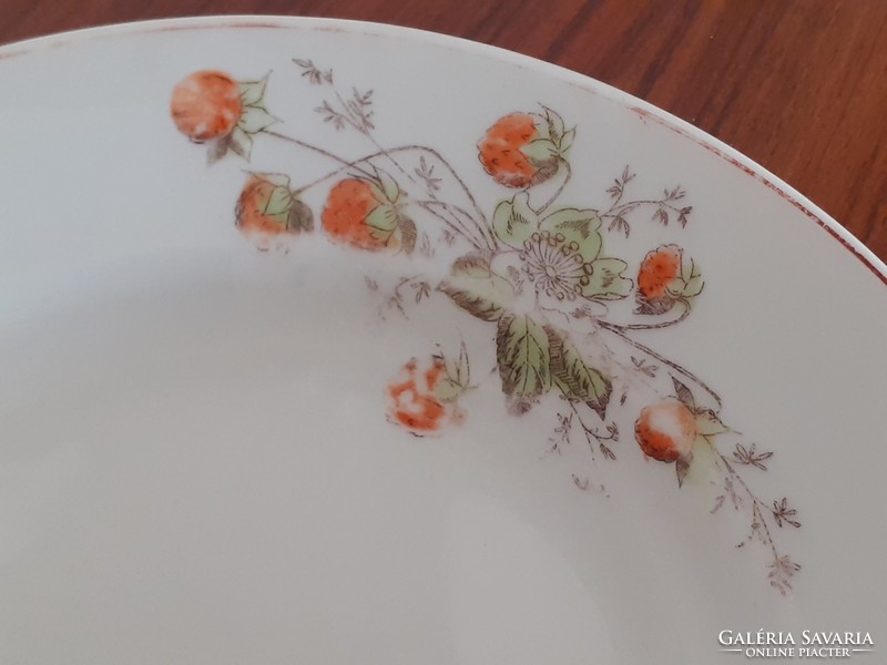 Régi porcelán fali tányér erdei szamóca mintás gyümölcsös népi falidísz